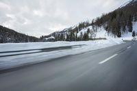 Snowy Mountain Pass in the Alps, Switzerland