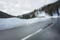 Snowy Mountain Pass in the Alps, Switzerland