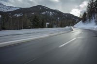 Snowy Mountain Pass in the Alps, Switzerland