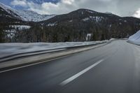 Snowy Mountain Pass in the Alps, Switzerland