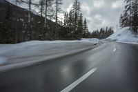 Snowy Mountain Pass in the Alps, Switzerland