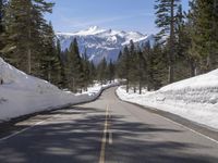 Snowy Mountain Pass in California: A Daytime View