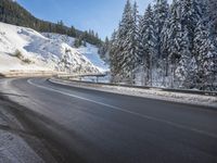 Snowy Mountain Pass in Europe's Alps