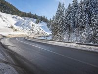 Snowy Mountain Pass in Europe's Alps