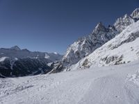 Snowy Mountain Range in the French Alps