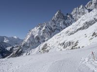 Snowy Mountain Range in the French Alps