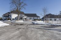 Snowy Residential Area in Canada During Winter