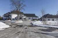 Snowy Residential Area in Canada During Winter