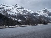 Snowy Road in the Alps: Winter Landscape