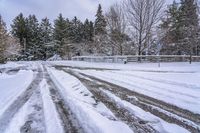 Snowy Road on Asphalt in Canada, Ontario