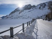 Snowy Road in the German Alps: Surrounded by Mountain Range