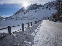 Snowy Road in the German Alps: Surrounded by Mountain Range