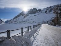 Snowy Road in the German Alps: Surrounded by Mountain Range