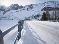 Snowy Road in the German Alps: Surrounded by Mountain Range