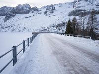 Snowy Road in the German Alps: Surrounded by Mountain Range
