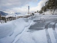 Snowy Road with German Alps Winter View