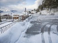 Snowy Road with German Alps Winter View