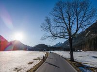 Snowy Road in Rural Landscape of Germany