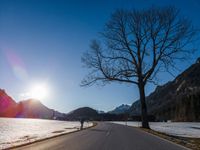 Snowy Road in Rural Landscape of Germany