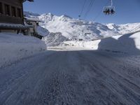 Snowy Road Through the Alps in France