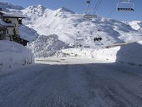 Snowy Road Through the Alps in France