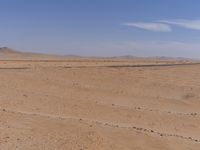 empty road near desert area with mountains in background, no people yet on it, in the distance are bushes and sparse clouds