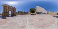 a 360 - view image of a courtyard on top of a building next to a courtyard