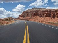 A Straight Asphalt Road in Capitol Reef, Utah