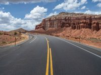 A Straight Asphalt Road in Capitol Reef, Utah