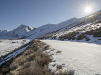 Straight Down the Road in Snowy Alps