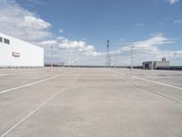 a large parking lot that has been freshly cleaned for sale in the summertime with sky and cloud background