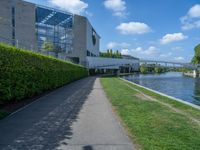 Straight Road in Berlin: Modern Architecture and Urban Greenery