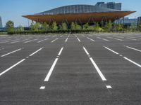 Straight Road in the City: Asphalt and Clear Sky