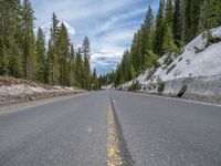 Straight Road in Colorado: Asphalt and Snow