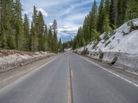 Straight Road in Colorado: Asphalt and Snow