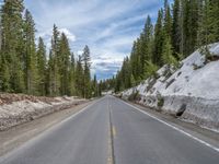 Straight Road in Colorado: Asphalt and Snow