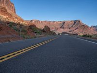 Straight Road with Colorado River in Utah