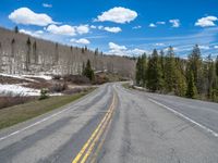 Straight Road in Colorado: Snowy Landscape