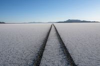 Straight Road in the Desert, USA: Under a Clear Sky