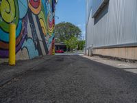 Straight Road and Graffiti Wall in Salt Lake City, Utah