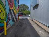 Straight Road and Graffiti Wall in Salt Lake City, Utah