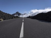 Straight Road through the Highland Landscape in Tenerife, Spain