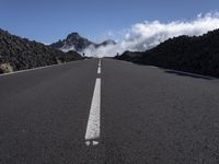 Straight Road through the Highland Landscape in Tenerife, Spain