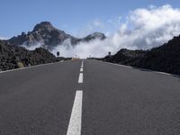 Straight Road through the Highland Landscape in Tenerife, Spain