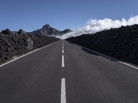 Straight Road through the Highland Landscape in Tenerife, Spain