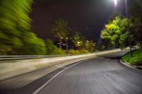 Straight Road in Los Angeles at Night