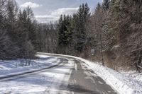 A Straight Road in Ontario, Canada: Exploring the Snowy Landscape