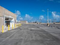 parking lot with empty, empty space in a commercial building complex on the beach side