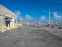 parking lot with empty, empty space in a commercial building complex on the beach side