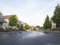 Straight Road in a Suburban Neighborhood, USA